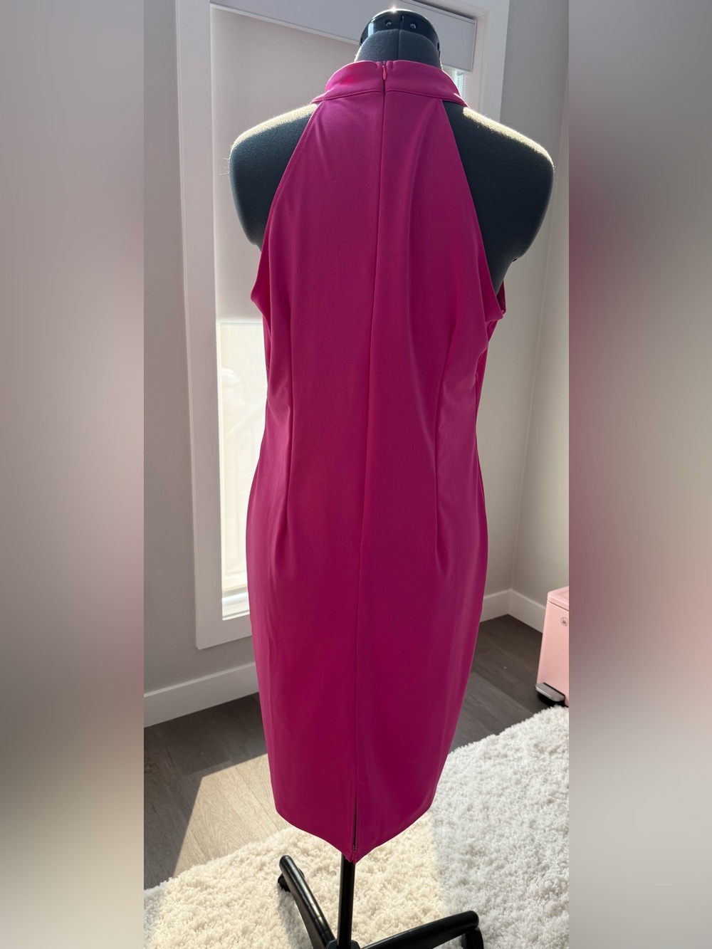 NEW SHEIN Stretch Sleek Halter Bodycon Mini Dress in Bright Pink Size XL - Picture 5 of 6